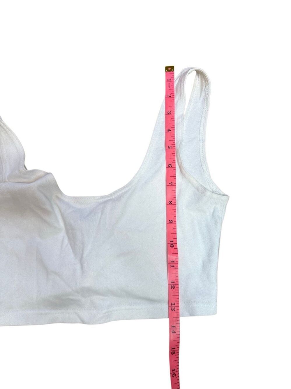 90s Vintage Express Cotton White Scoop Neck Crop Tank Small - Picture 5 of 5